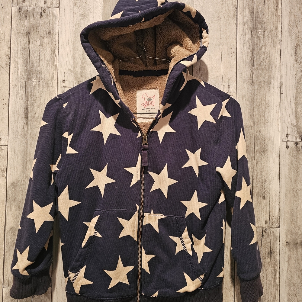 Mini Boden Navy and Beige Star Hoodie
